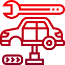 icone vermelho de um carro suspenso para fazer balanceamento